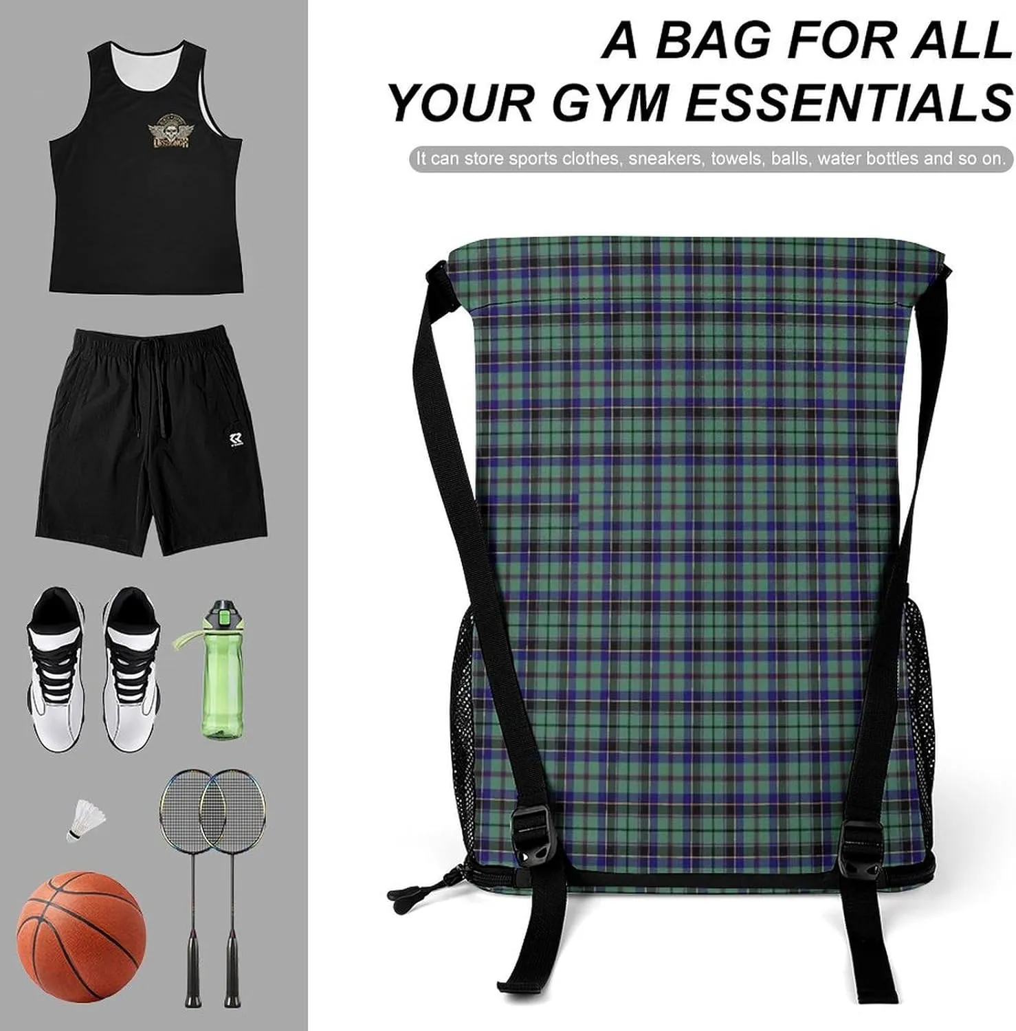 Clan Stevenson Tartan Sports Bundle Pocket with Dry Wet Separation Unisex