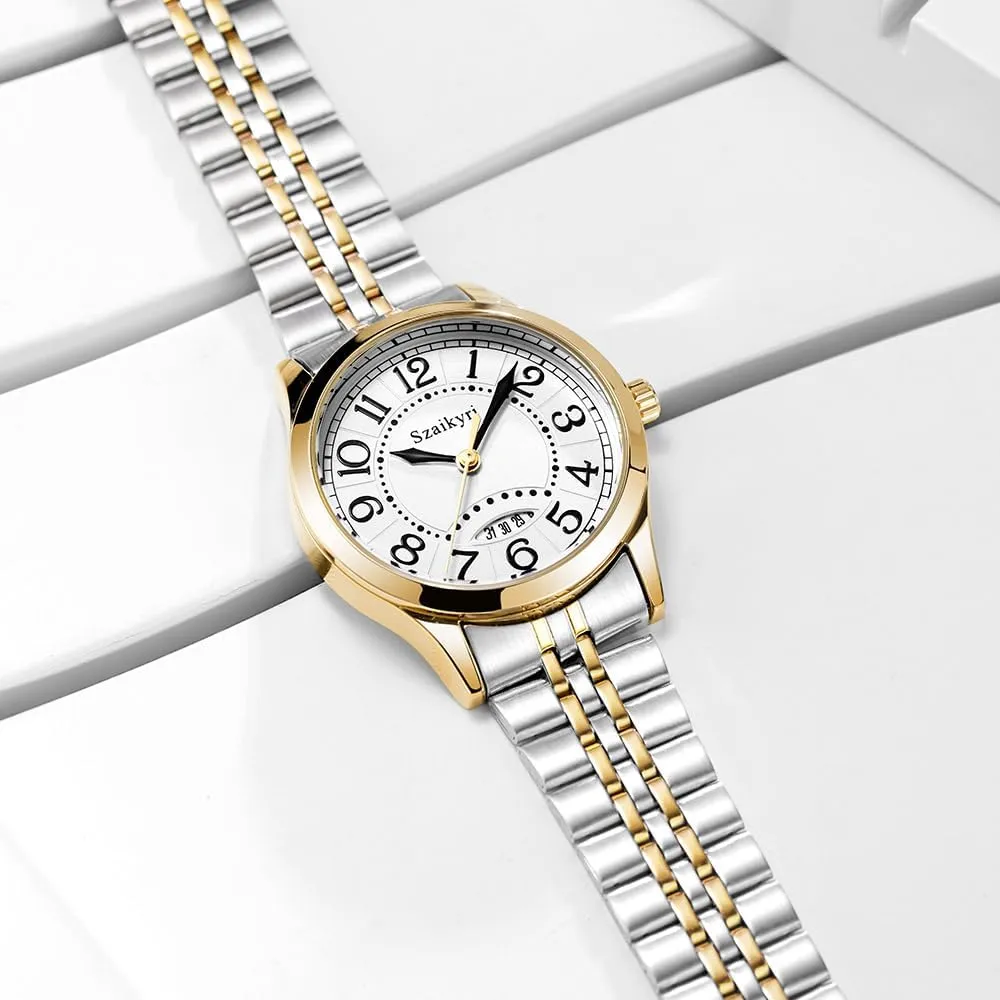 Classic Watch for Women with Easy Read Time Arabic Numerals Ladies Watch with Calendar Water Resistant