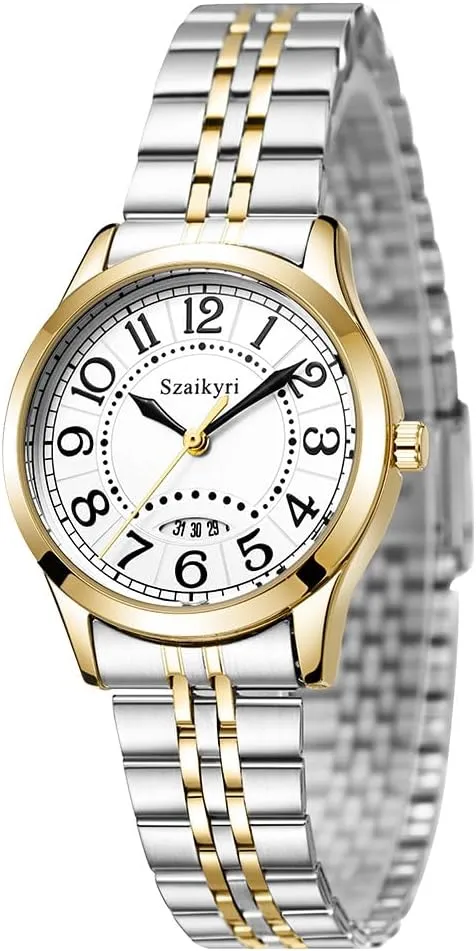 Classic Watch for Women with Easy Read Time Arabic Numerals Ladies Watch with Calendar Water Resistant