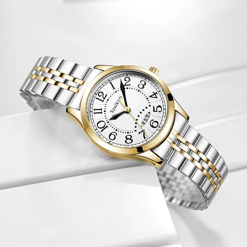 Classic Watch for Women with Easy Read Time Arabic Numerals Ladies Watch with Calendar Water Resistant