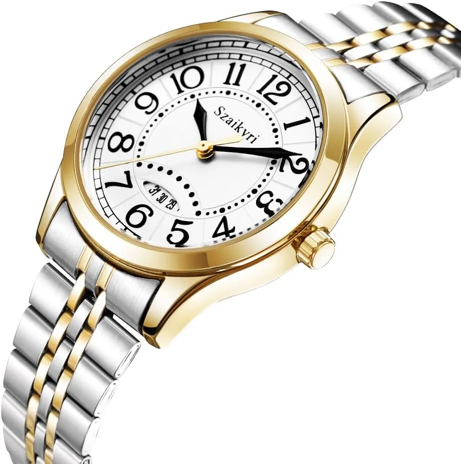 Classic Watch for Women with Easy Read Time Arabic Numerals Ladies Watch with Calendar Water Resistant