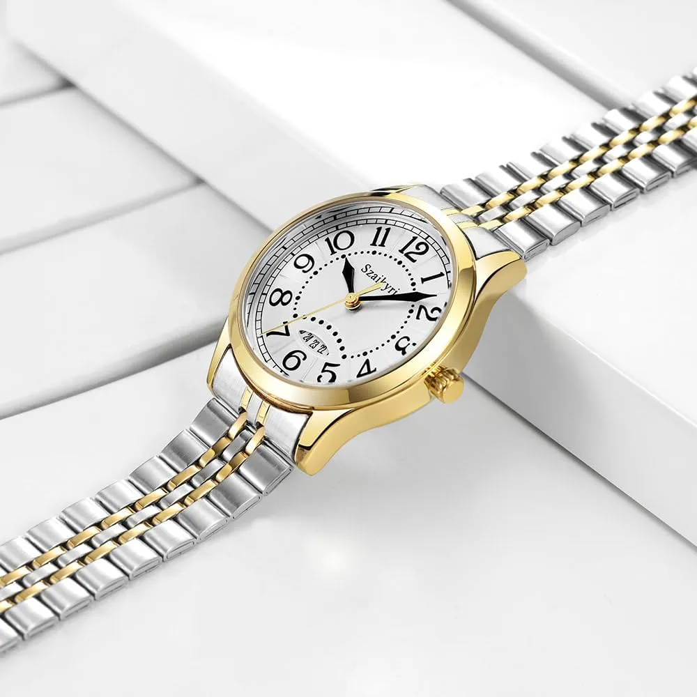 Classic Watch for Women with Easy Read Time Arabic Numerals Ladies Watch with Calendar Water Resistant