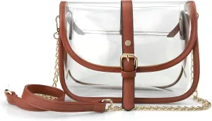 Clear Saddle Cross Body Bag Women Chain Shoulder Handbag Purse