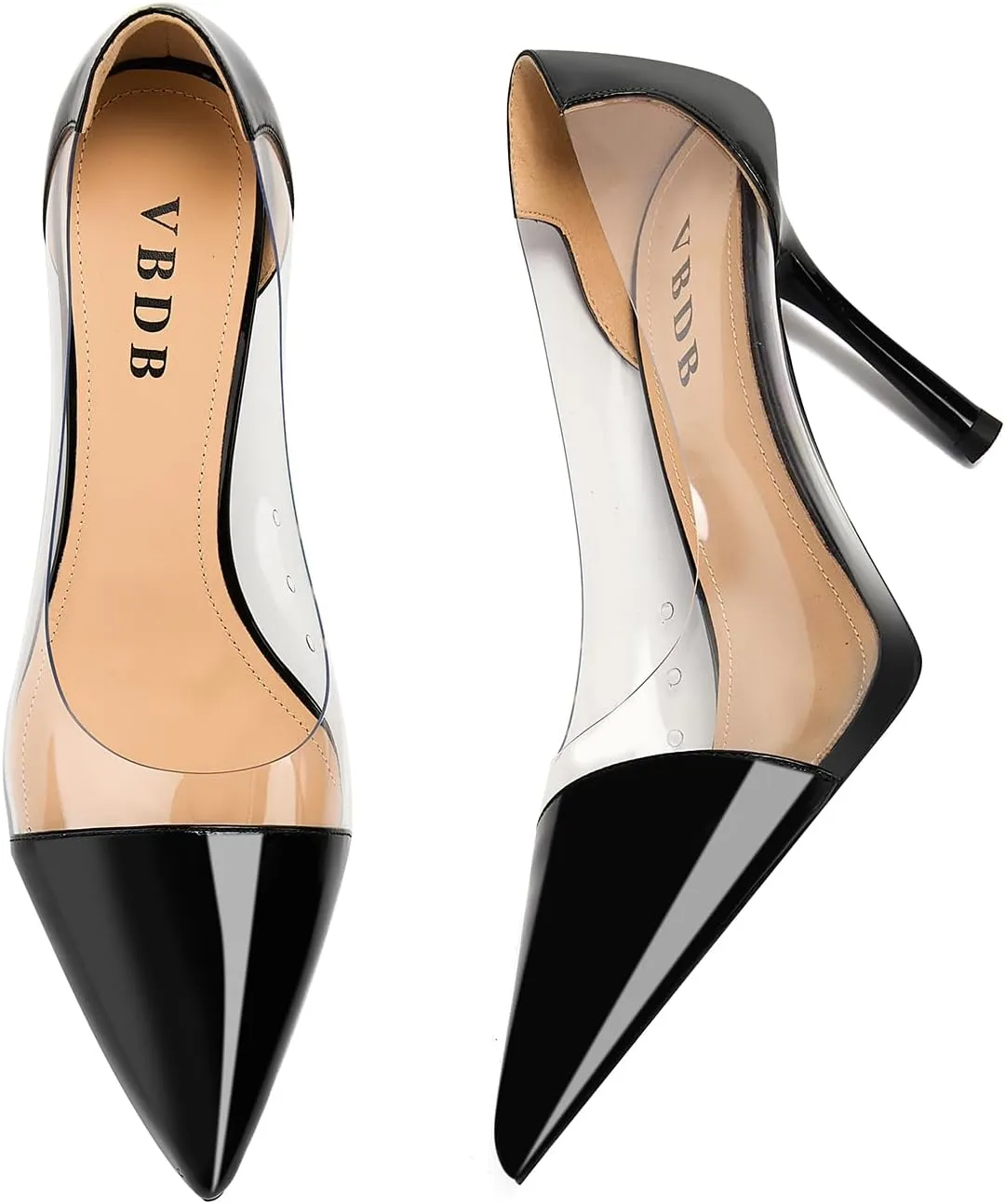 Clear Stiletto Heels for Women Pointed Toe High Heel Closed Pumps Party Wedding Dress Shoes