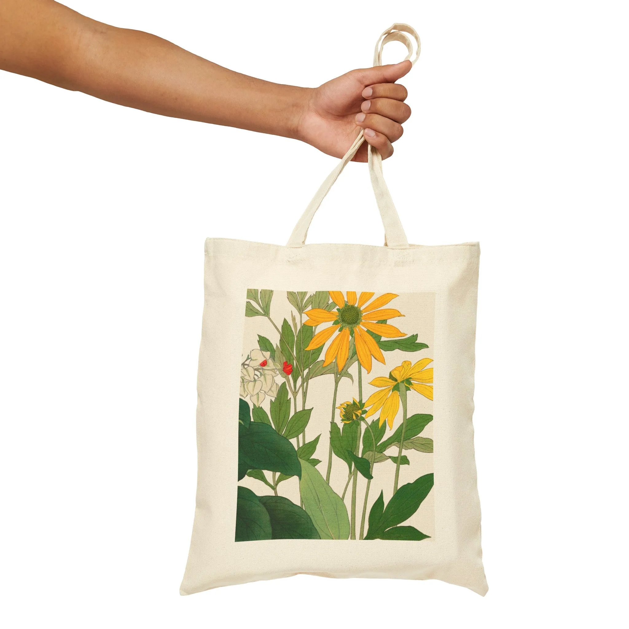 Clerodendrum & Rudbeckia Flower by Tanigami Kônan Cotton Canvas Tote Bag