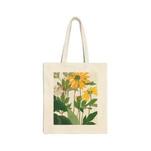 Clerodendrum & Rudbeckia Flower by Tanigami Kônan Cotton Canvas Tote Bag