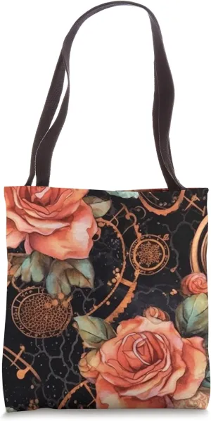 Clock Mechanism Steampunk Rose Flower Tote Bag