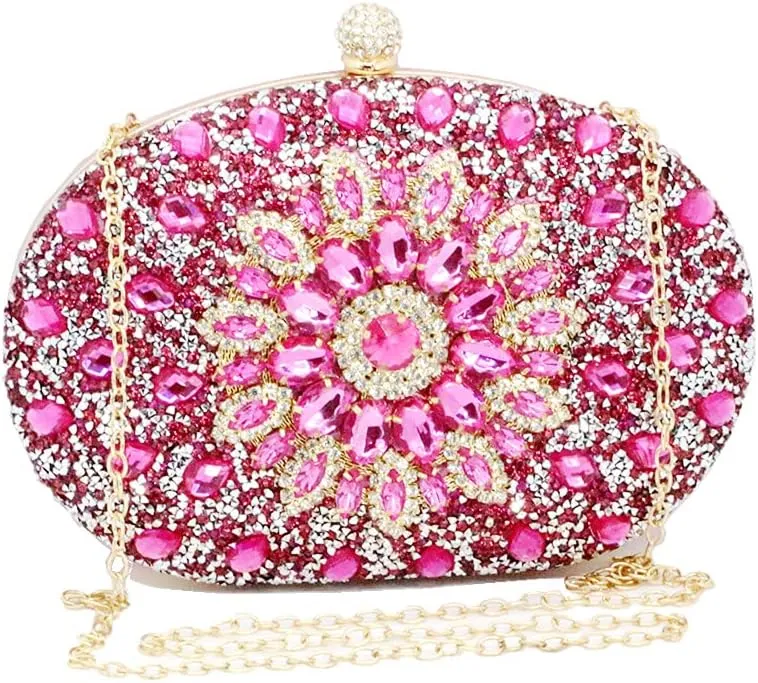 Clutch Purses for Women Evening Bag Nude Purse Luxury Handbag Bride Wallet Glitter Multicolor Rhinestone Bags
