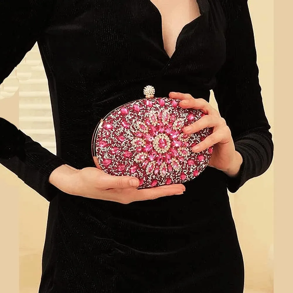 Clutch Purses for Women Evening Bag Nude Purse Luxury Handbag Bride Wallet Glitter Multicolor Rhinestone Bags