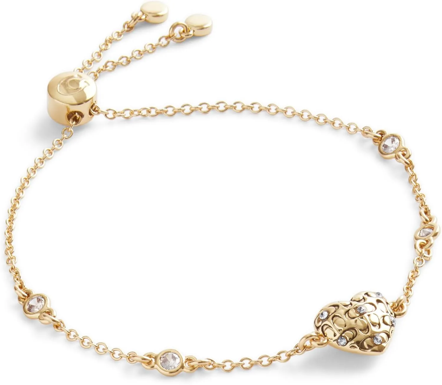 COACH Womens Signature Quilted Heart Slider Bracelet