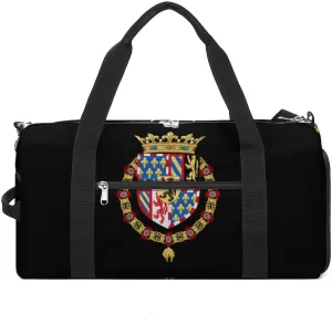 Coat Arms of Dukes of Burgundy Crowned Funny Gym Bag Travel Duffel Bags Carry On Weekender Overnight Bag for Women Men