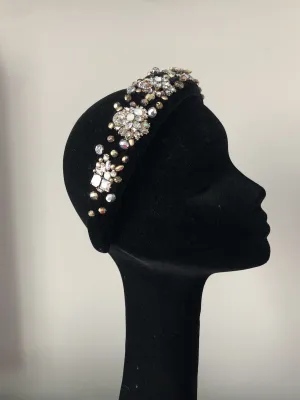 Coco Headpiece Embellished in Gold Silver and AB Crystals