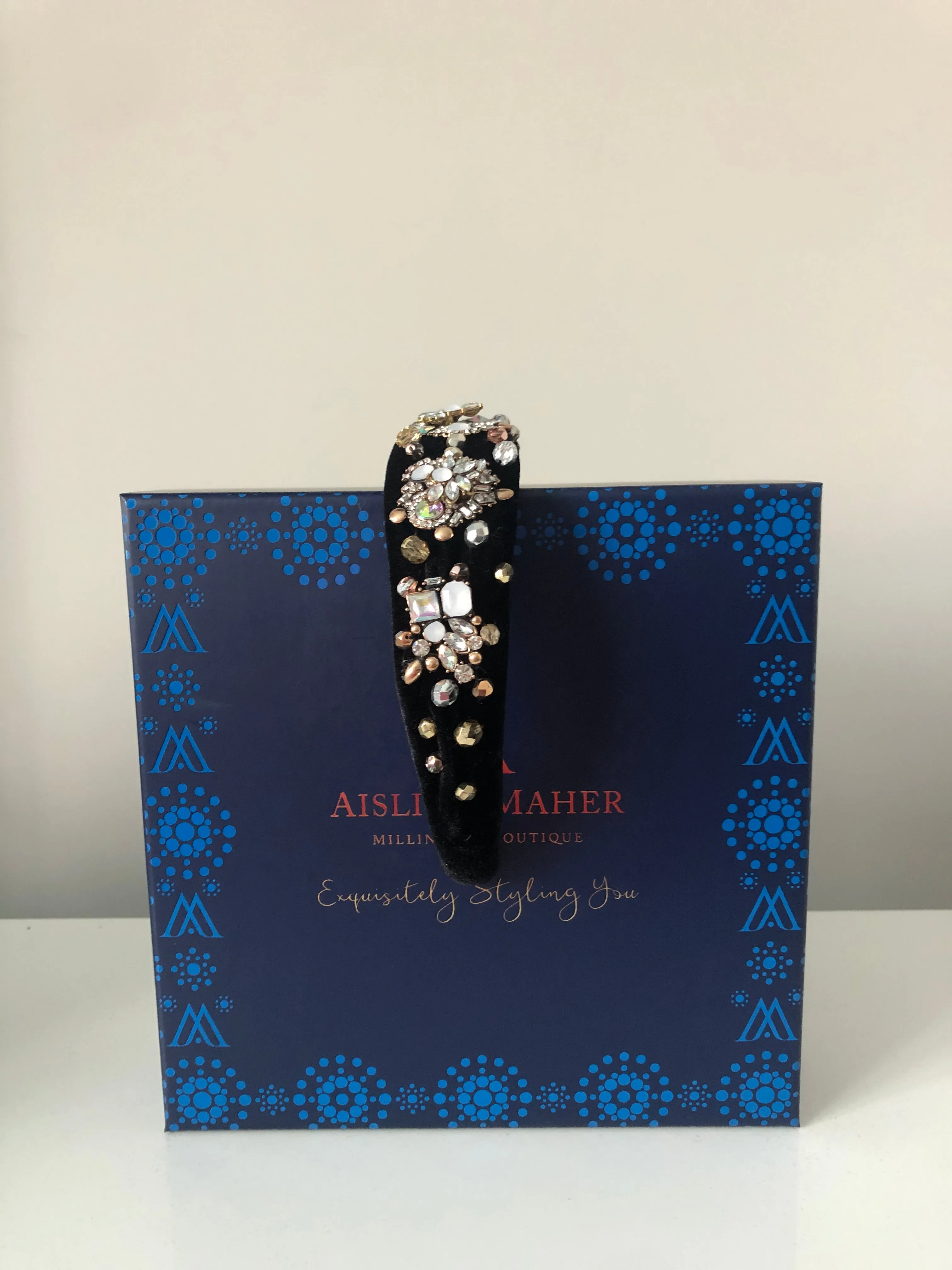 Coco Headpiece Embellished in Gold Silver and AB Crystals