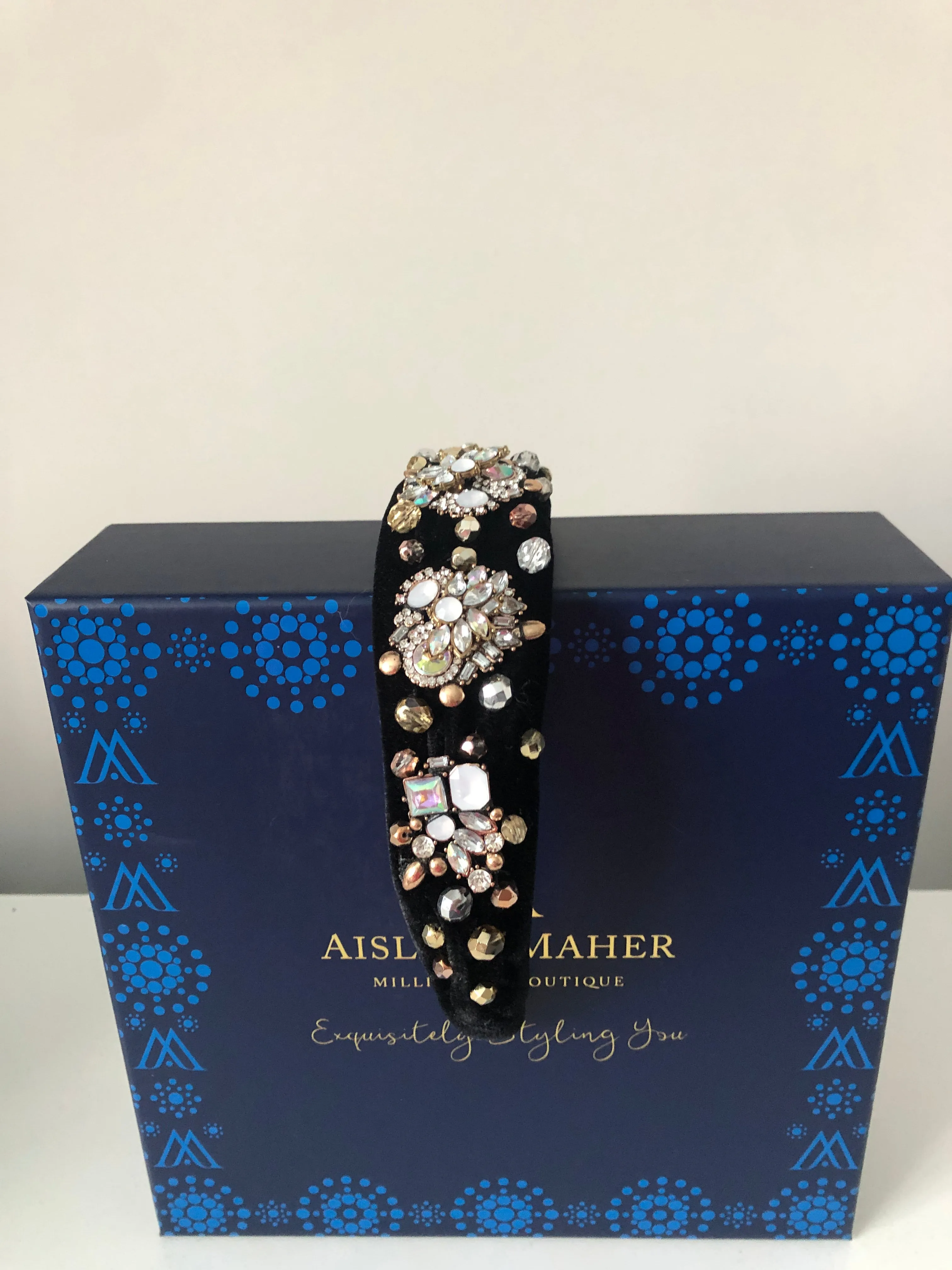 Coco Headpiece Embellished in Gold Silver and AB Crystals