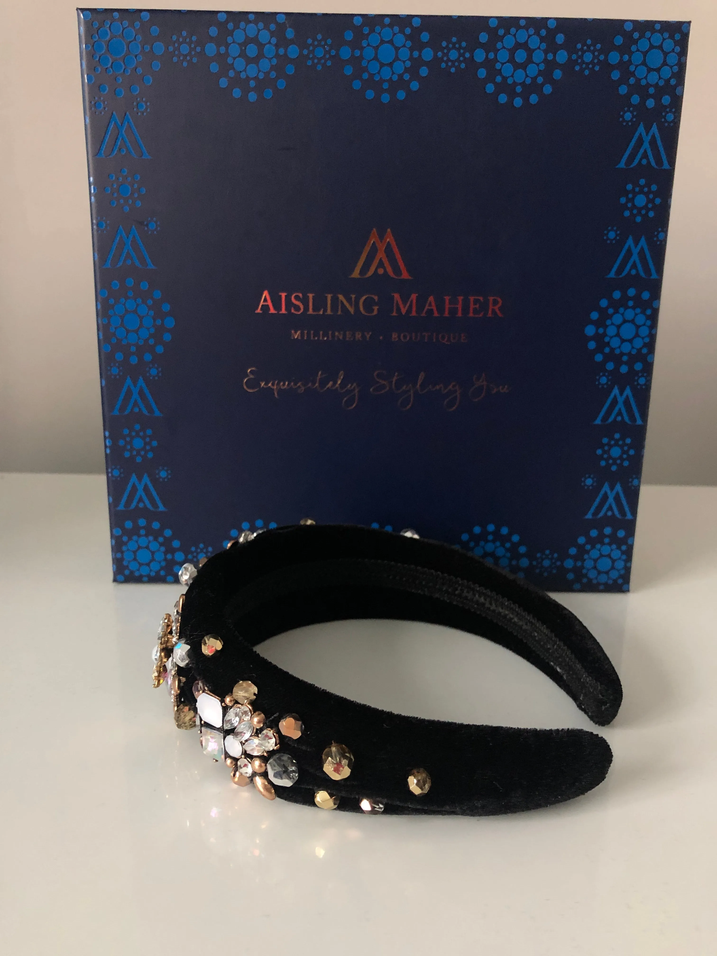 Coco Headpiece Embellished in Gold Silver and AB Crystals