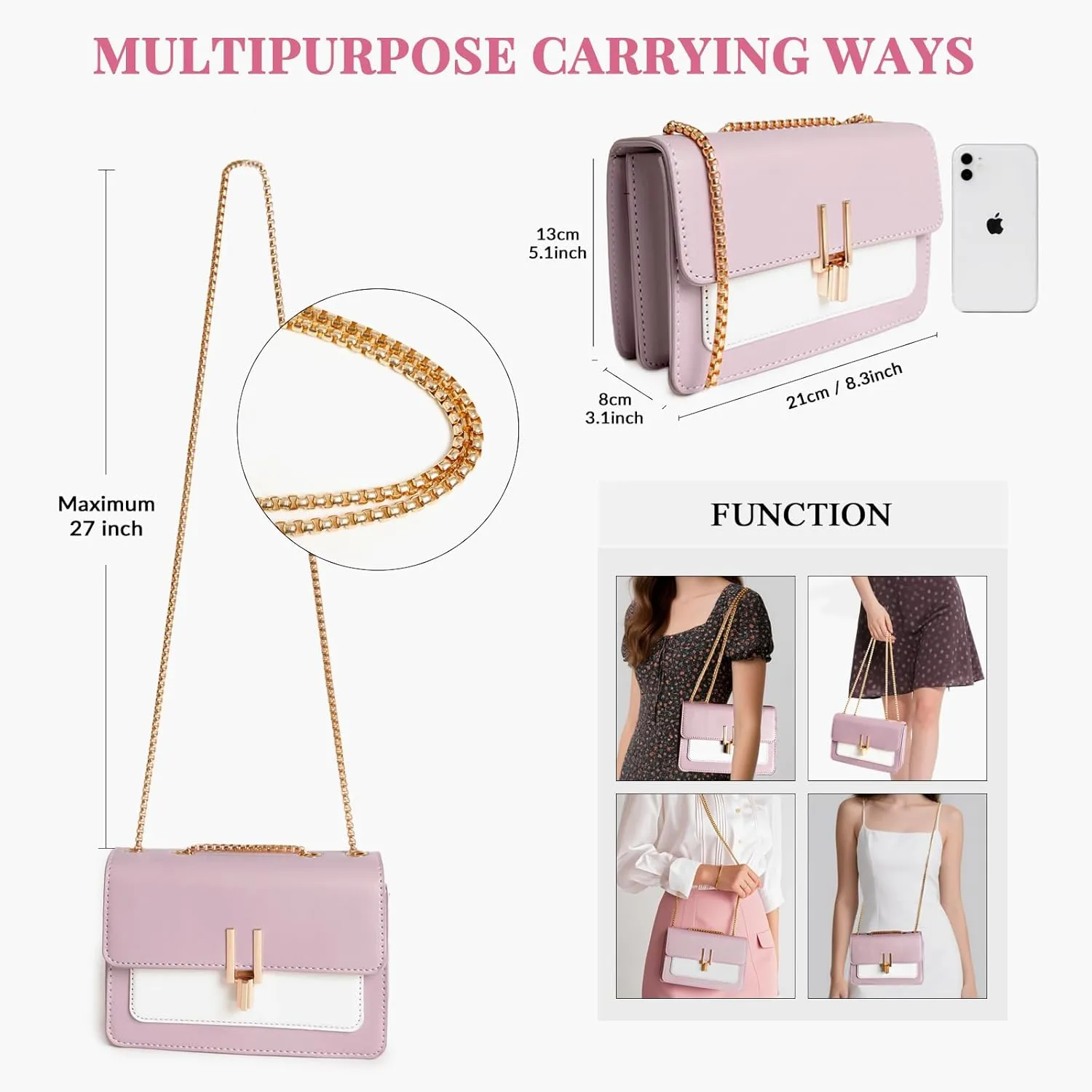 Color Block Crossbody Bags for Women Leather Purses Designer Satchel Handbags Shoulder Bag