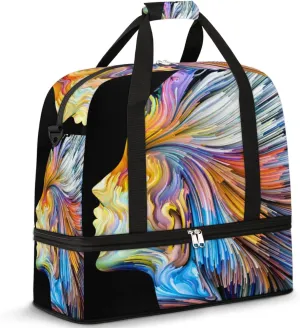 Color Imagination Art Travel Duffle Bag, Large Sports Gym Bag with Shoe Compartment, Waterproof Carry on Tote Bag, Foldable Weekender Overnight Bag for Women Men