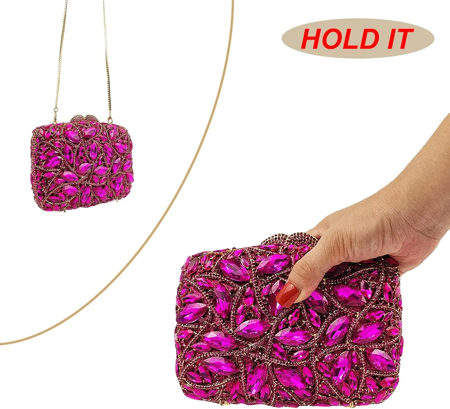 Colorful Crystal Clutch Box Handbag Women Sparkling Evening Bags for Wedding Party Prom Purse