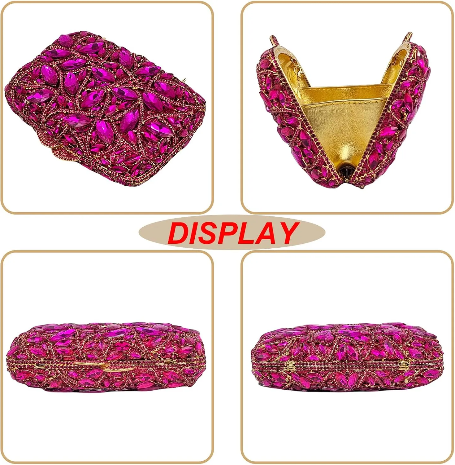 Colorful Crystal Clutch Box Handbag Women Sparkling Evening Bags for Wedding Party Prom Purse