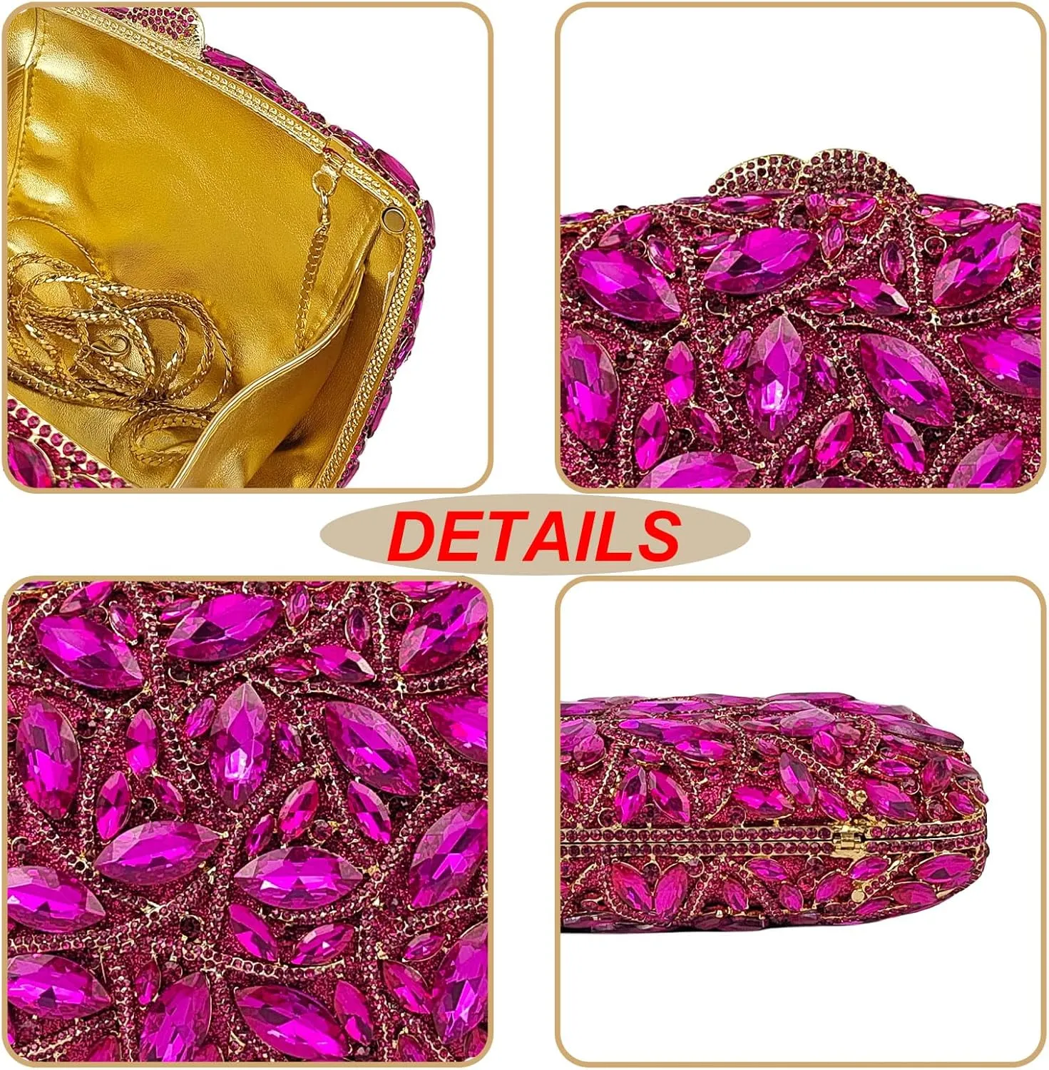 Colorful Crystal Clutch Box Handbag Women Sparkling Evening Bags for Wedding Party Prom Purse