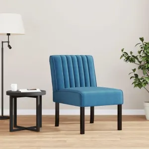 Comfortable Blue Velvet Slipper Chair for Lounging, Soft Upholstery, Sturdy Solid Wood Legs, Living Room or Bedroom