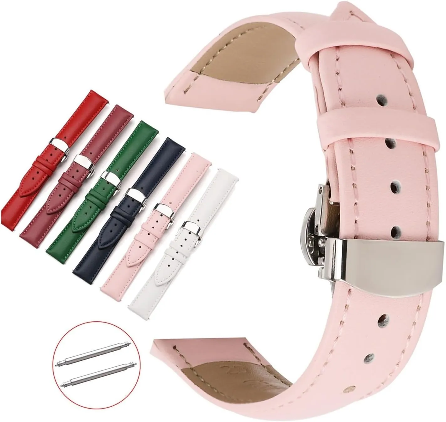 CongYi 12 14 16 18 20 22 24mm Genuine Leather Watch Band Wristwatch Strap Women Men Butterfly Buckle Wristband With Pins