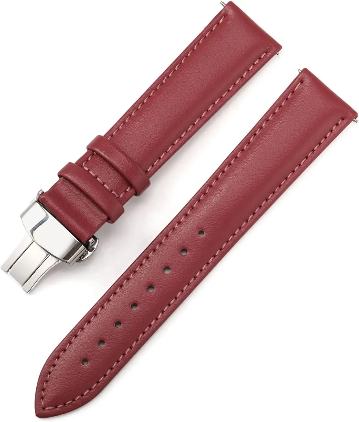 CongYi 12 14 16 18 20 22 24mm Genuine Leather Watch Band Wristwatch Strap Women Men Butterfly Buckle Wristband With Pins