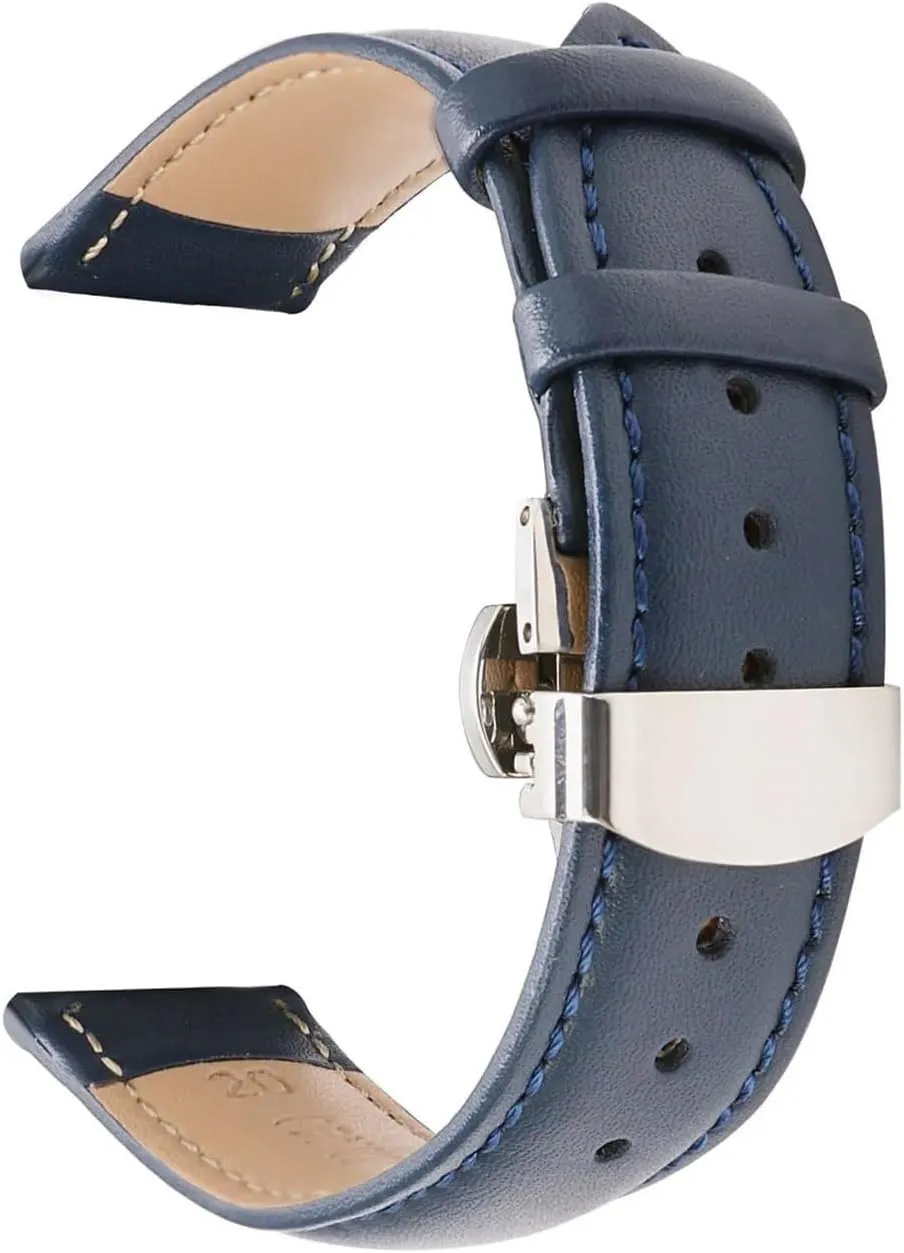 CongYi 12 14 16 18 20 22 24mm Genuine Leather Watch Band Wristwatch Strap Women Men Butterfly Buckle Wristband With Pins