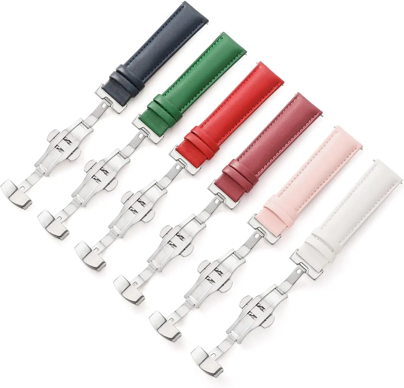 CongYi 12 14 16 18 20 22 24mm Genuine Leather Watch Band Wristwatch Strap Women Men Butterfly Buckle Wristband With Pins