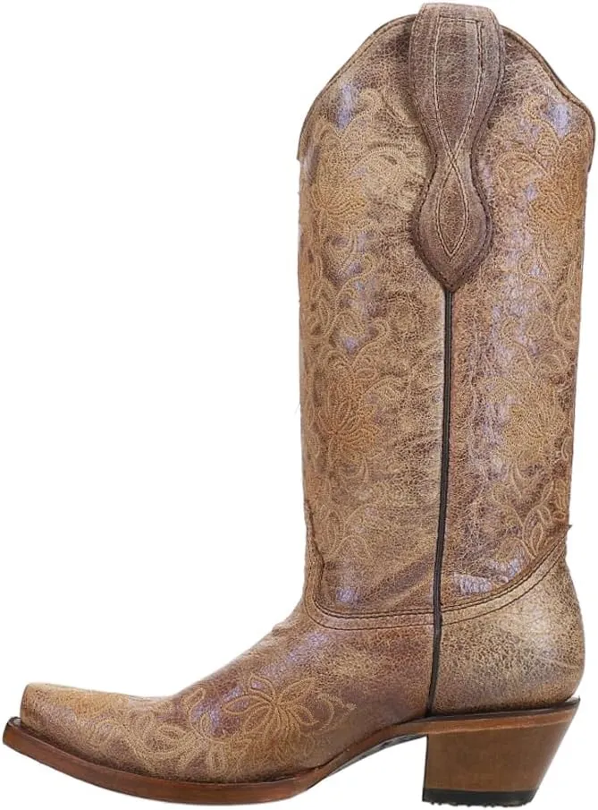 Corral Boots Women's Ld Embroidery Decorated 13in Shaft Snip Toe Leather Western Boot