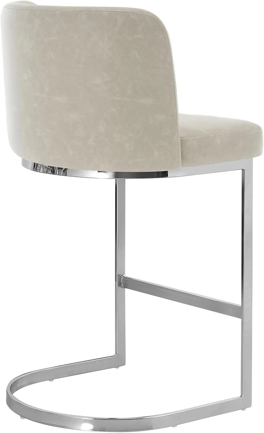 Counter Height Bar Stools, Modern 26" Counter Stools with Back and C-Shaped Metal Frame, Upholstered Faux Leather Bar Chairs Island Stool for Kitchen Counter, Home Pub, Griege