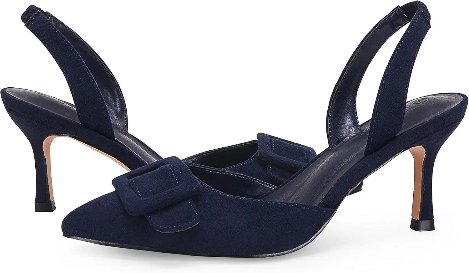 Coutgo Womens Slingback Heels Kitten Heel Pumps Dress Shoes Sling Back Closed Pointed Toe Suede Wedding Party Sandals