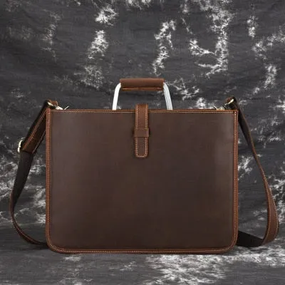 Crazy horse genuine leather laptop bag