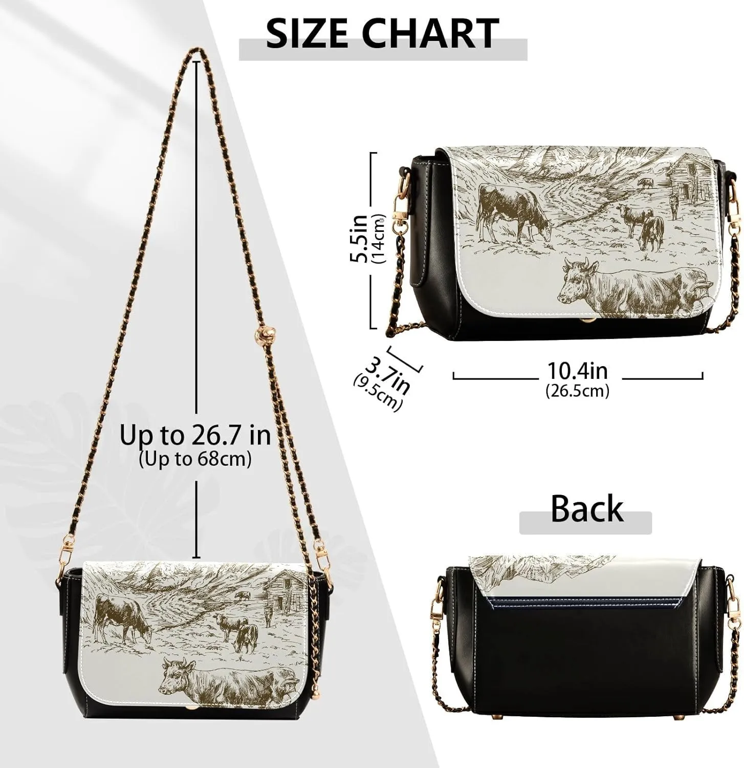 Crossbody Bags for Women Trendy Women's Black Shoulder Bag Small PU Leather Flap Cross Body Bag Handbags