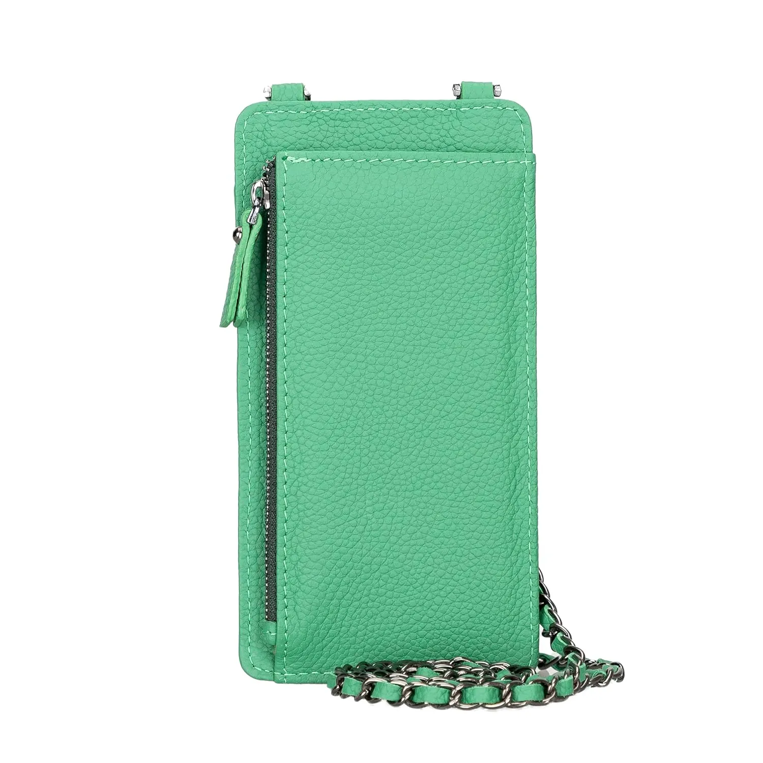 Crossbody Women Wallet fits iPhone 16 Pro MAX / 17 Pro MAX and All Mobile Devices up to 6.9" - Zippered Women Purse, Shoulder Bag with Card Holder, Pocket & Chain Strap, Trendy (Pistachio)