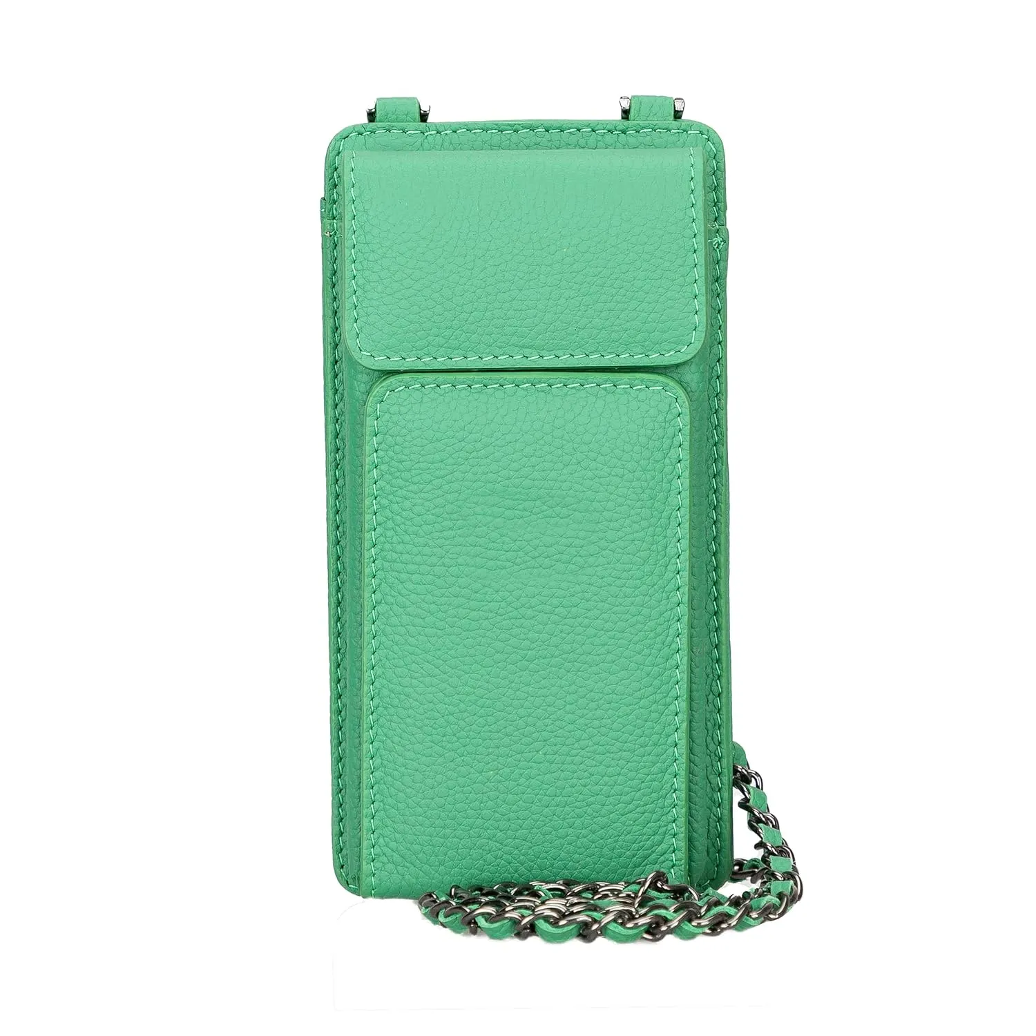 Crossbody Women Wallet fits iPhone 16 Pro MAX / 17 Pro MAX and All Mobile Devices up to 6.9" - Zippered Women Purse, Shoulder Bag with Card Holder, Pocket & Chain Strap, Trendy (Pistachio)