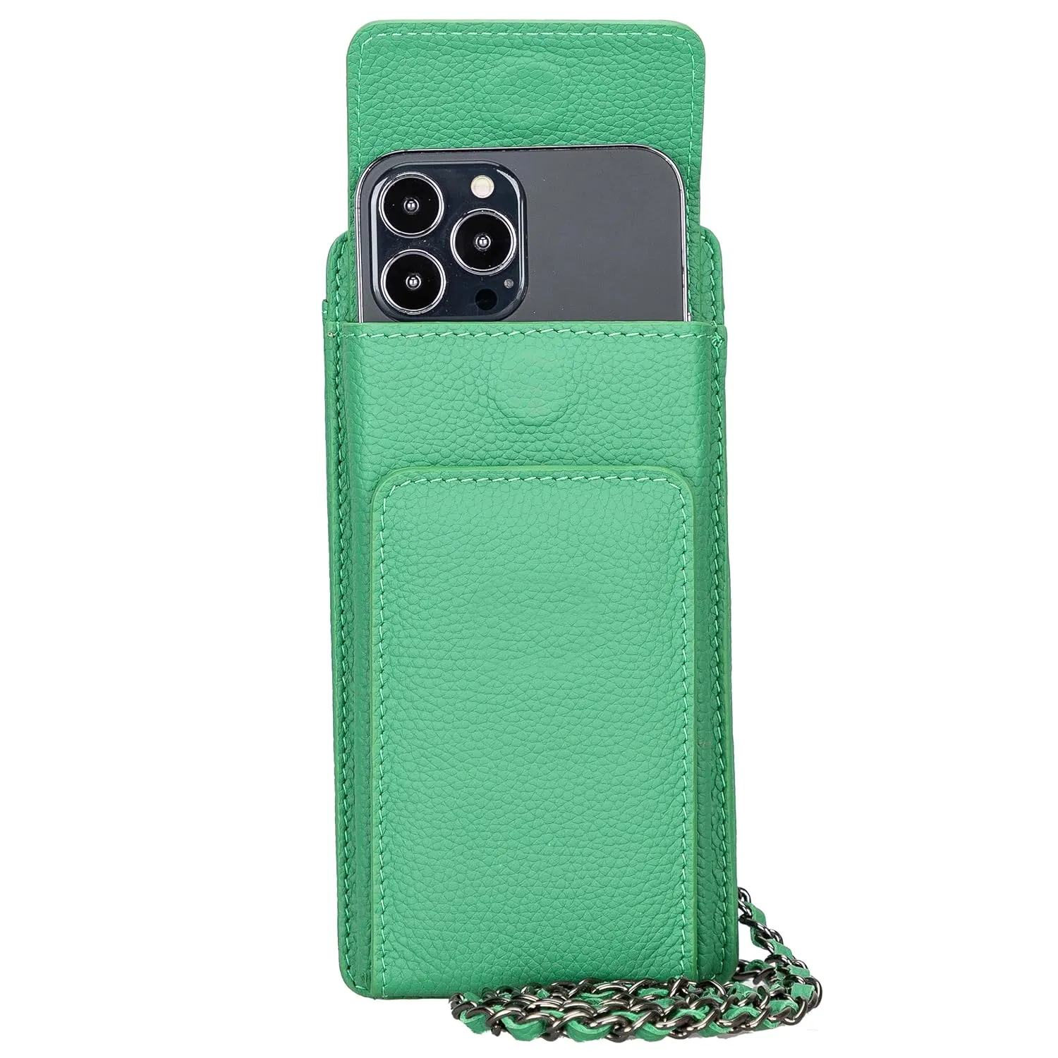 Crossbody Women Wallet fits iPhone 16 Pro MAX / 17 Pro MAX and All Mobile Devices up to 6.9" - Zippered Women Purse, Shoulder Bag with Card Holder, Pocket & Chain Strap, Trendy (Pistachio)