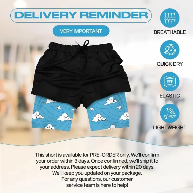 CROWN Anime Shorts - Breathable Stretch Compression Gym Short with Pockets