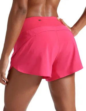 CRZ YOGA Mid Waisted Running Shorts for Women 4" Soft for Gym Athletic Workout with Zipper Pocket Liner Quick Dry