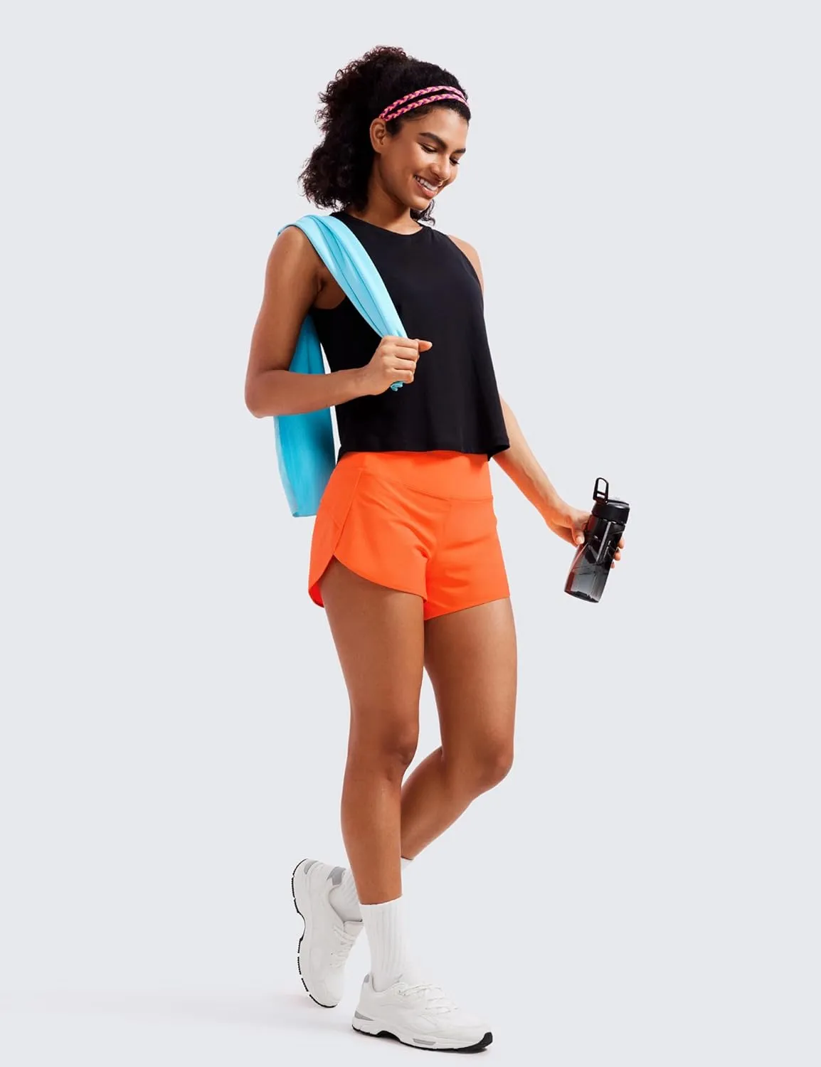 CRZ YOGA Mid Waisted Running Shorts for Women 4" Soft for Gym Athletic Workout with Zipper Pocket Liner Quick Dry