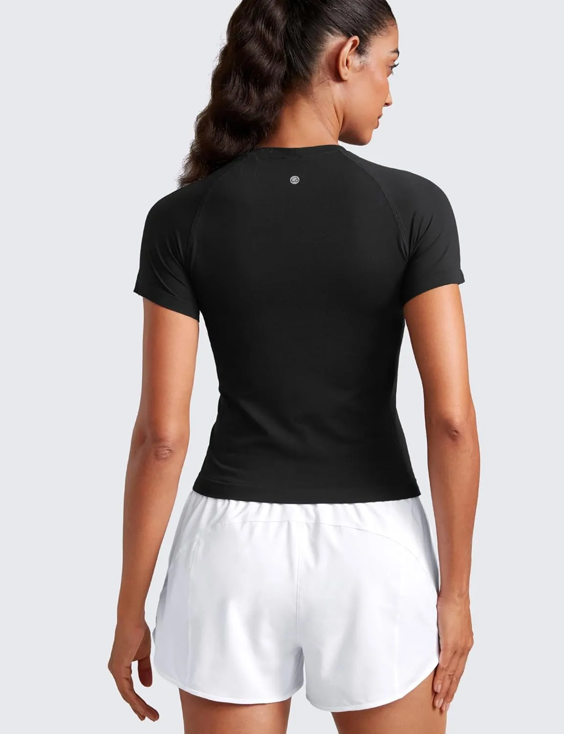 CRZ YOGA Seamless Short Sleeve Shirts for Women Breathable Running Workout Tops Athletic Gym Yoga Basic T-Shirts