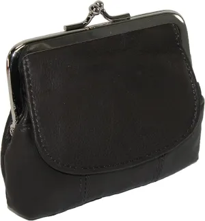 CTM® Leather Double Compartment Coin Purse Wallet