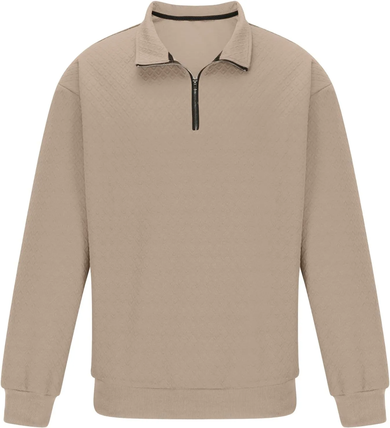 Ctreela Designer Textured Golf Shirt for Men Knit Polo Shirt Casual Long Sleeve Polo Sweater Dress 1/4 Zip Collar Shirts