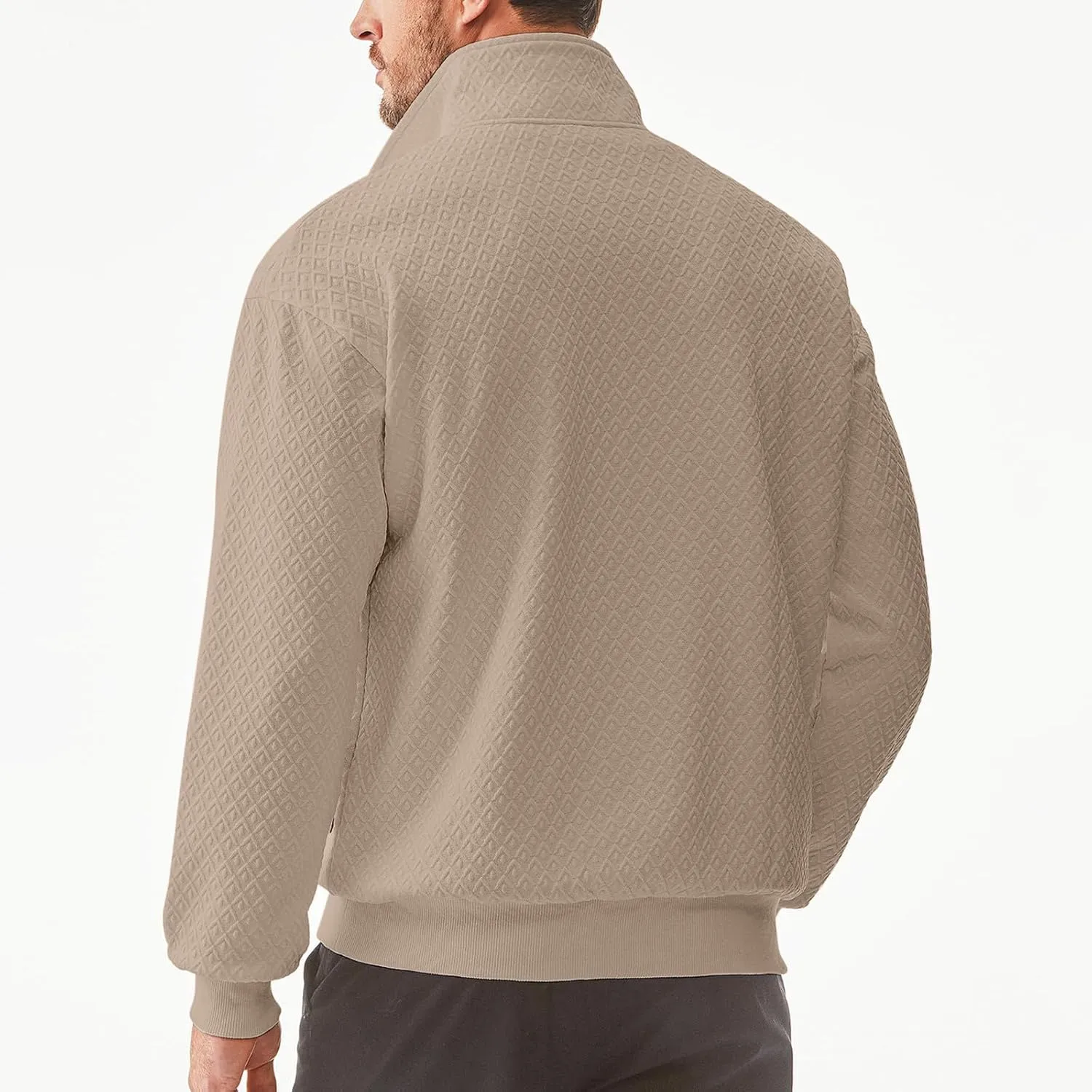 Ctreela Designer Textured Golf Shirt for Men Knit Polo Shirt Casual Long Sleeve Polo Sweater Dress 1/4 Zip Collar Shirts