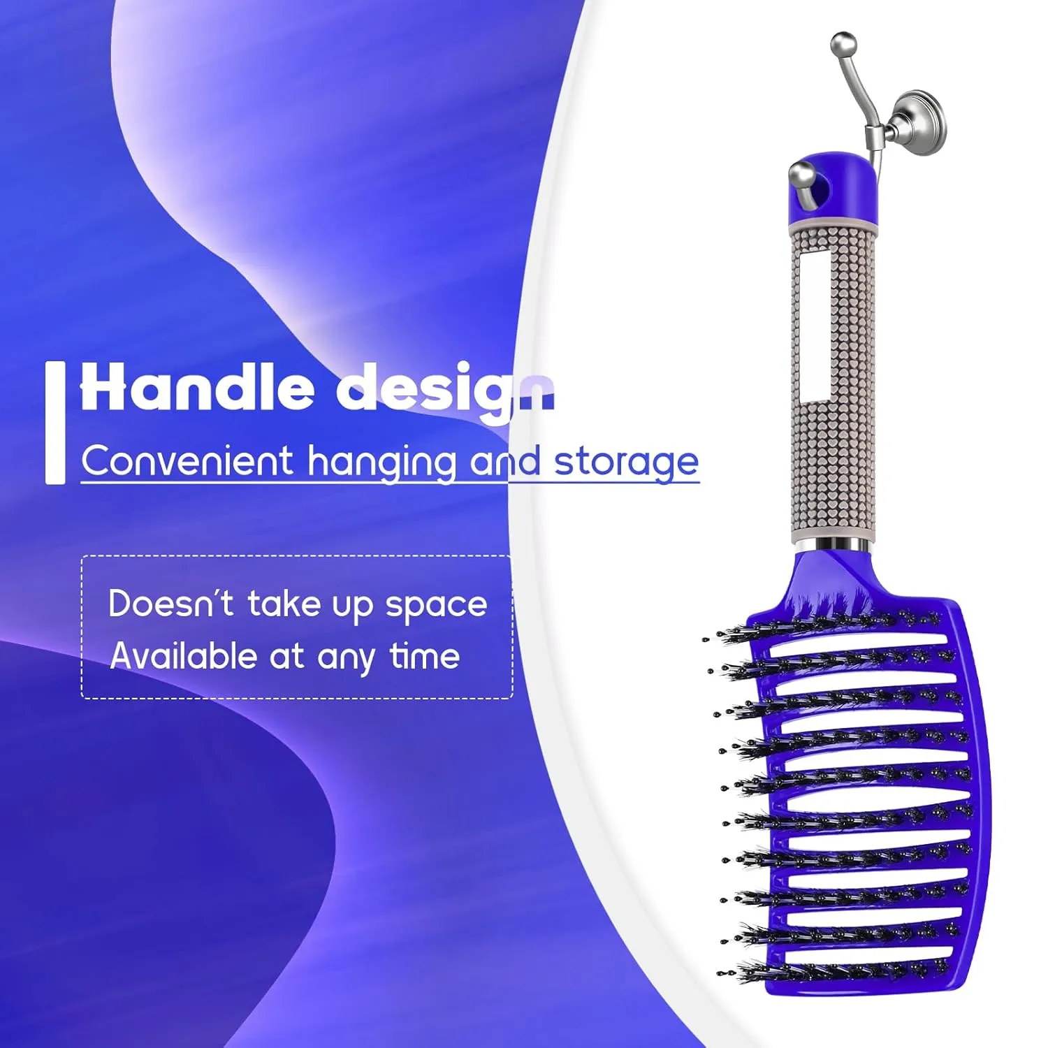 Curved Vented Brush for Blow Drying Wet & Dry Hair - Detangler for Women & Kids, 2 Pack (Purple Blue)