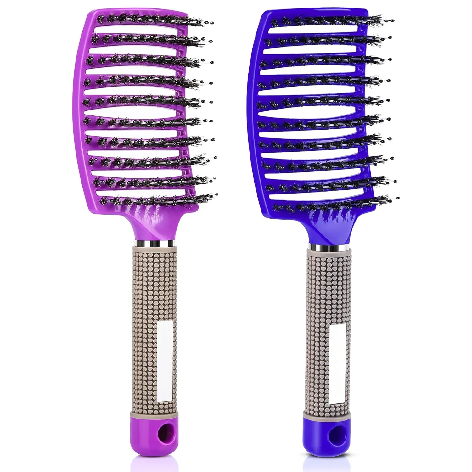 Curved Vented Brush for Blow Drying Wet & Dry Hair - Detangler for Women & Kids, 2 Pack (Purple Blue)