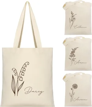 Custom Canvas Tote Bag with Initial and Name Personalized Tote Bag Gift for Women&Girls Bridesmaid Gifts