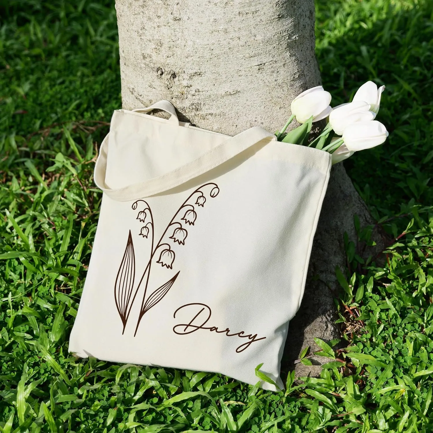 Custom Canvas Tote Bag with Initial and Name Personalized Tote Bag Gift for Women&Girls Bridesmaid Gifts