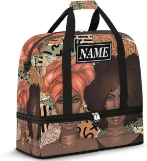 Customize Personalized Travel Duffel Bag Egypt African American Woman Sport Gym Bag for Woman Man,Waterproof Foldable Weekend Overnight Bag for Yoga Workout Training with Shoe Compartment
