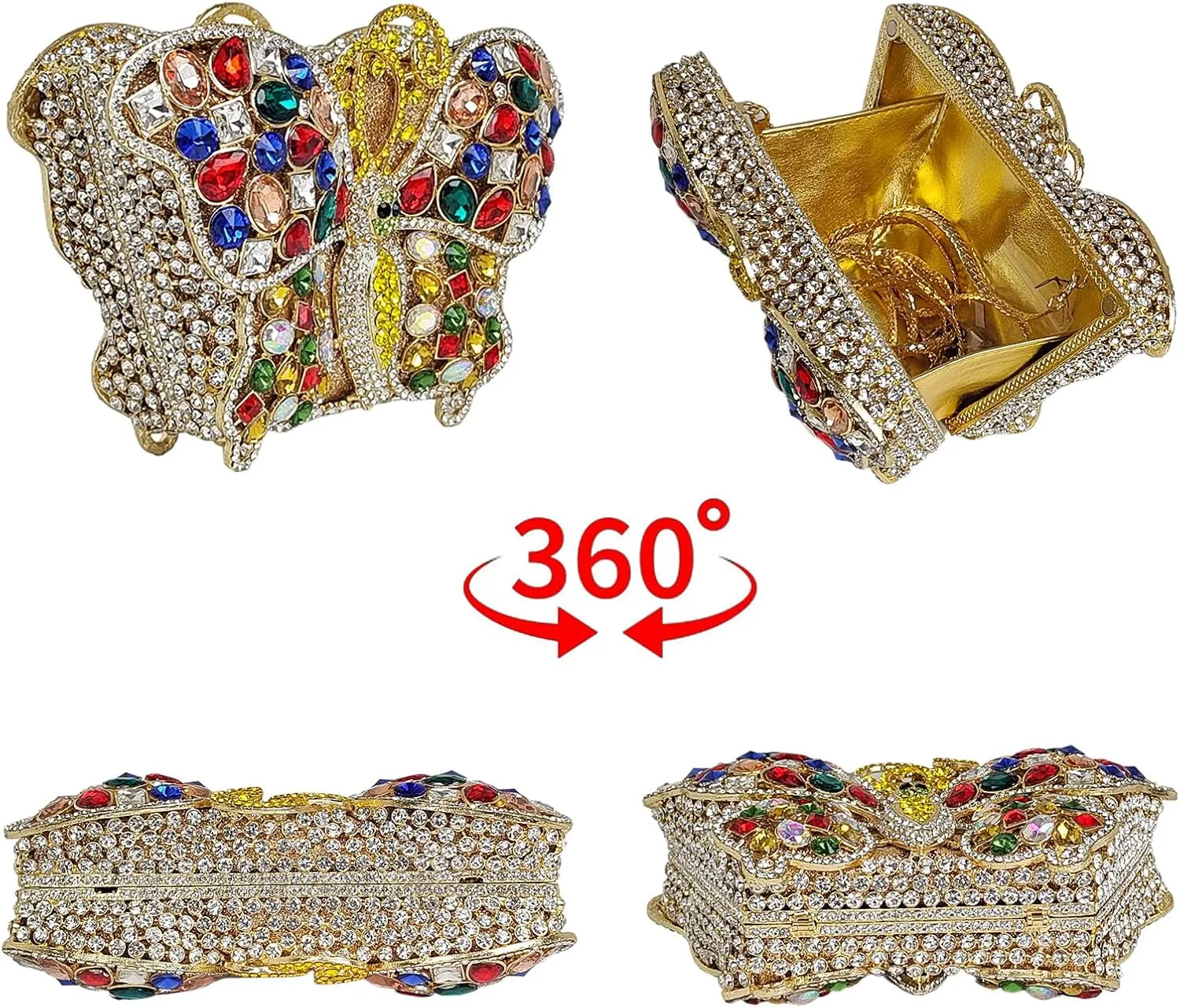 Cute Butterfly Evening Bag Bling Rhinestone Purse Animal Crystal Clutch for Wedding Prom Party Handbag